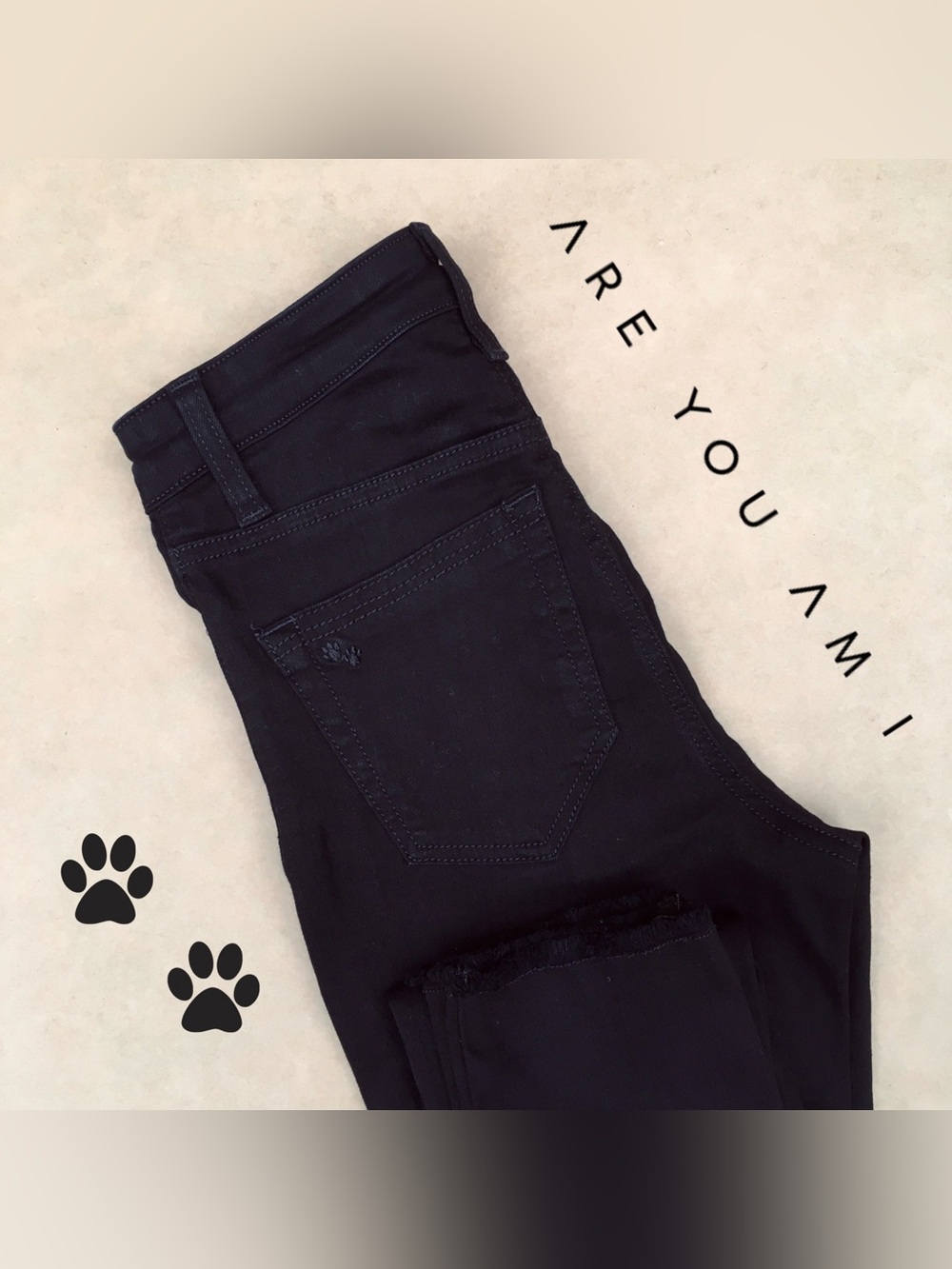 AYAI .• Are You Am I Raw Hem High Waist Skinny Jeans Jeggings in Black Size 24